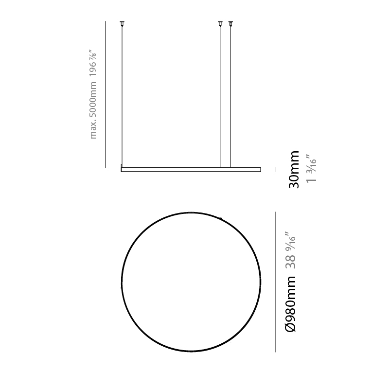 Zero Round Acoustic by Panzeri – 38 9/16″ x 1 3/16″ Suspension, Acoustic offers quality European interior lighting design | Zaneen Design / Line art